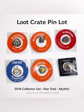 Loot Crate Enamel Pin Lot #LootPins 2016 Star Trek Mythic Collector Set